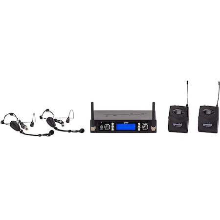 Gemini Dual channel wireless UHF PLL system with 2 headsetlavalier UHF-6200HL-R2